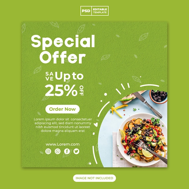 Healthy food menu social media promotion instagram banner template