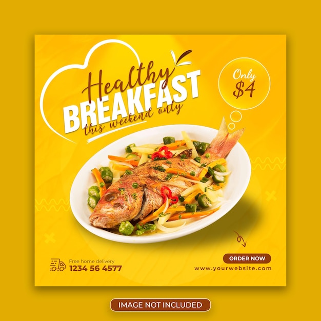 Healthy food menu and vegetable social media and instagram post banner template