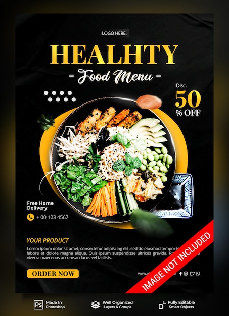 PSD healthy food new special menu breakfast restaurant with style luxury promo poster banner template