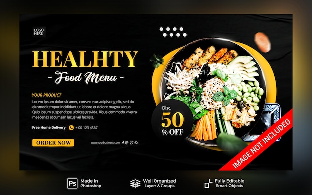 Healthy food new special menu breakfast restaurant with style luxury for website banner template