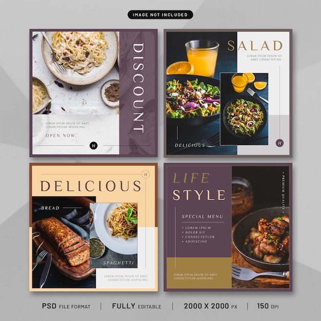 PSD healthy food post template collection