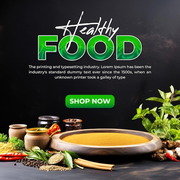 PSD healthy food for promotion poster banner template
