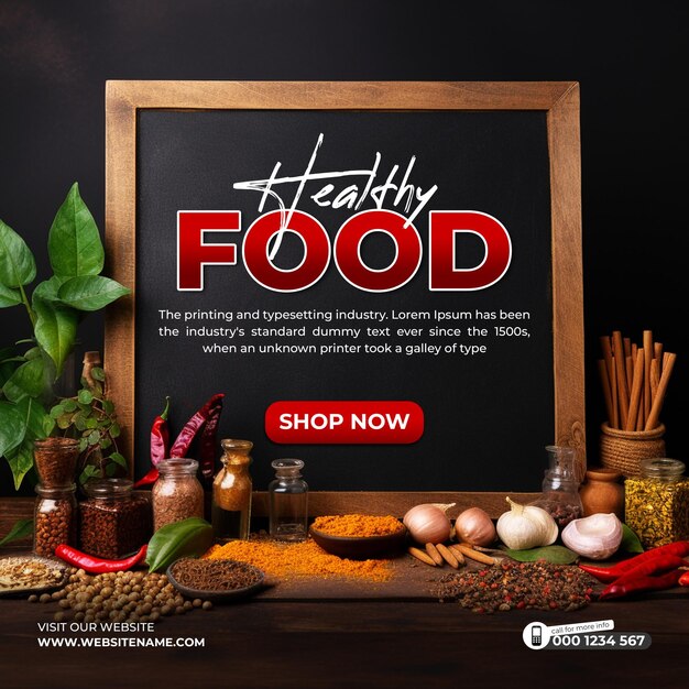 PSD healthy food for promotion poster banner template