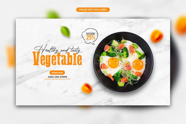 PSD promozione di cibo sano post sui social media e modello di banner web banner