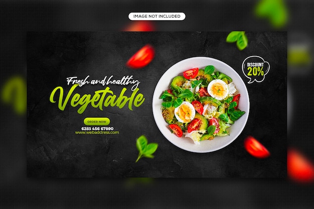 PSD promozione di cibo sano post sui social media e modello di banner web banner