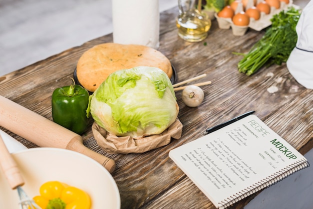healthy food recipe mock-up high view