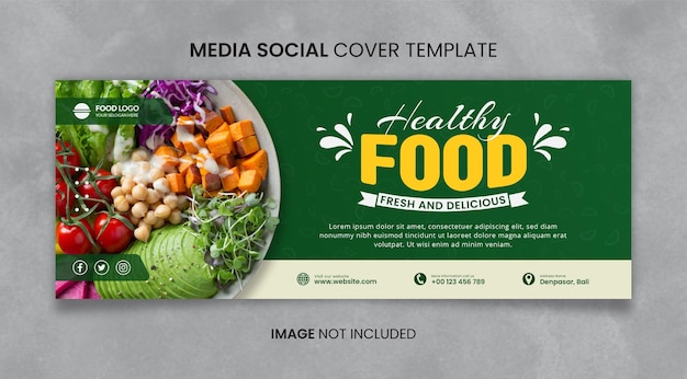 PSD healthy food and restaurant menu social media cover template