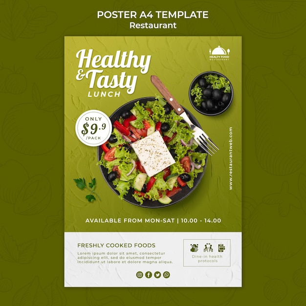 Healthy food restaurant print template