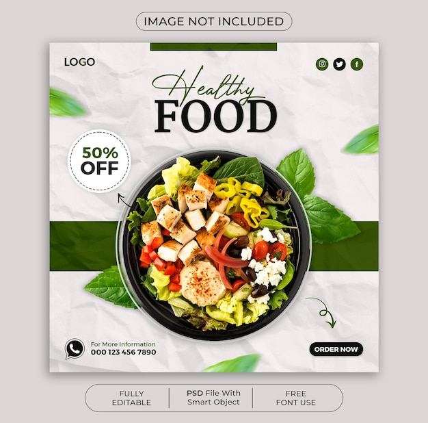 Healthy food restaurant social media post design