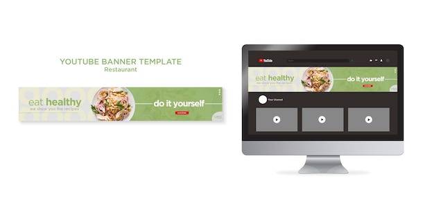 PSD healthy food restaurant youtube banner template