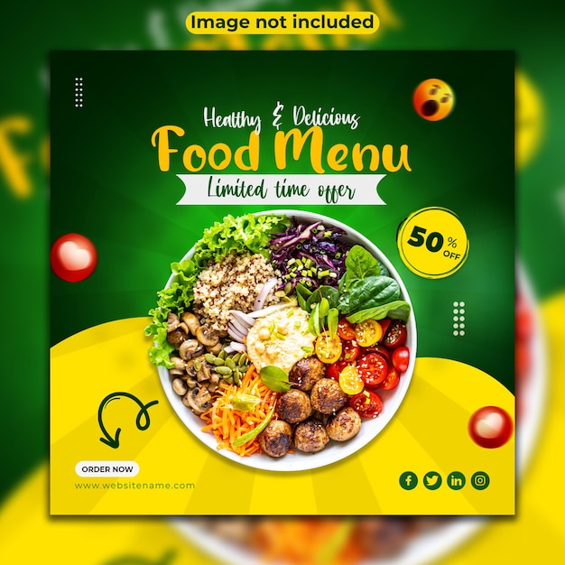 건강 식품 판매 소셜 미디어 광장 포스트 디자인