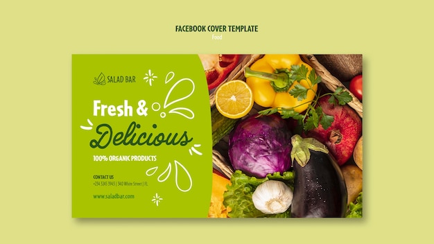 PSD healthy food social media cover template