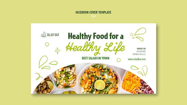 PSD healthy food social media cover template