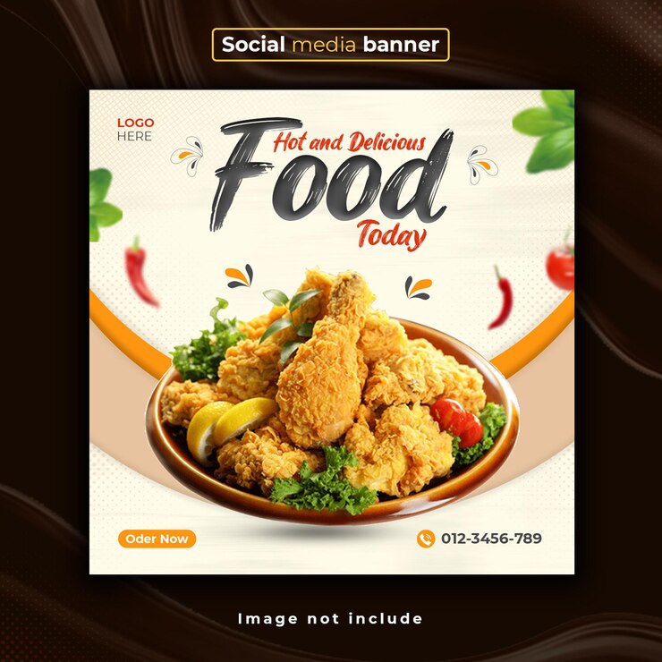 健康食品ソーシャルメディアプロモーションとInstagramバナー投稿デザインテンプレート