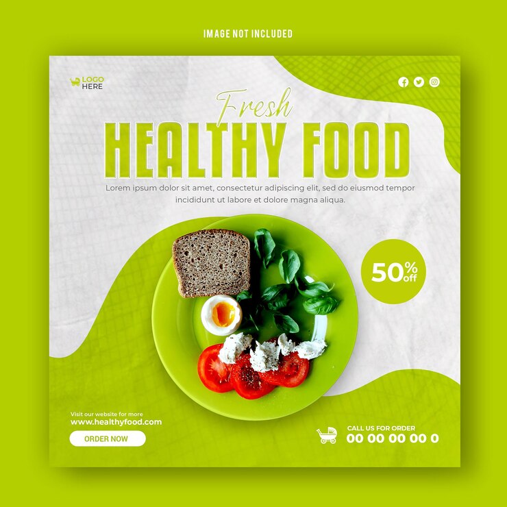 健康食品ソーシャルメディアプロモーション割引投稿テンプレート