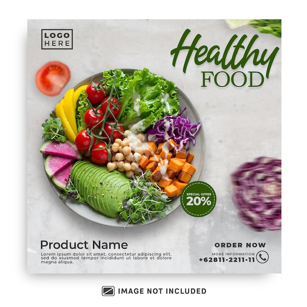 Healthy food social media template