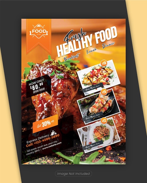 Healthy food Supplies Restaurant Flyer template design