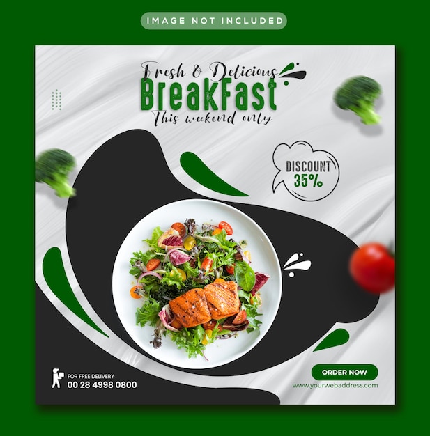 PSD Здоровое питание овощи и продукты в социальных сетях пост в instagram и шаблон веб-баннера