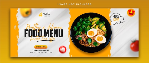 PSD healthy food vegetable and grocery social media facebook cover design and web banner template