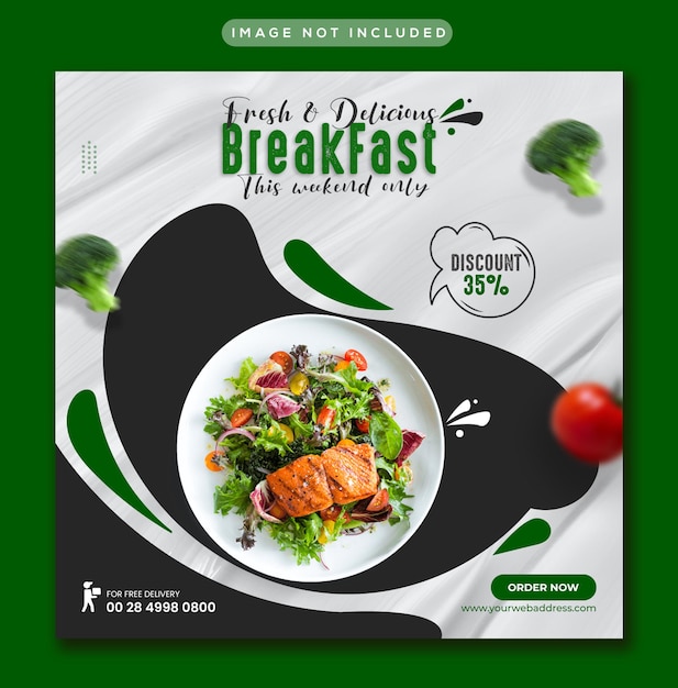 Healthy food Vegetable and grocery social media Instagram post and web banner template