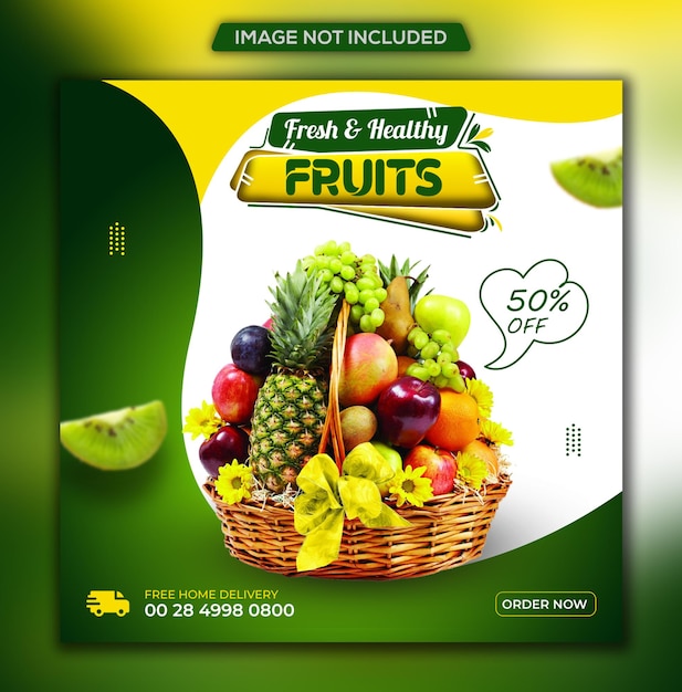 Healthy food Vegetable and grocery social media instagram post and web banner template