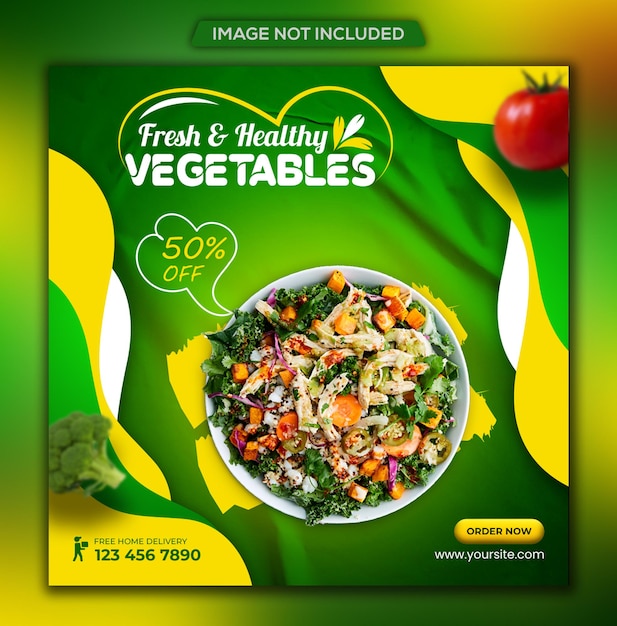 Healthy food Vegetable and grocery social media Instagram post and web banner template