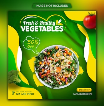Cibo sano social media di verdure e generi alimentari post instagram e modello di banner web