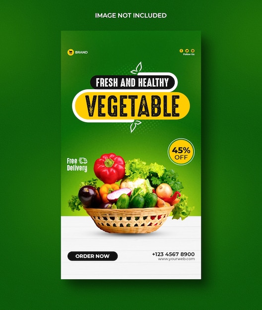 PSD healthy food and vegetable instagram stories