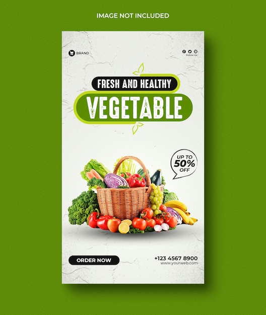 PSD healthy food and vegetable instagram stories