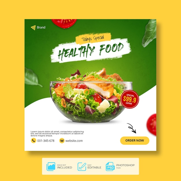 Healthy food vegetable promotion social media post banner template