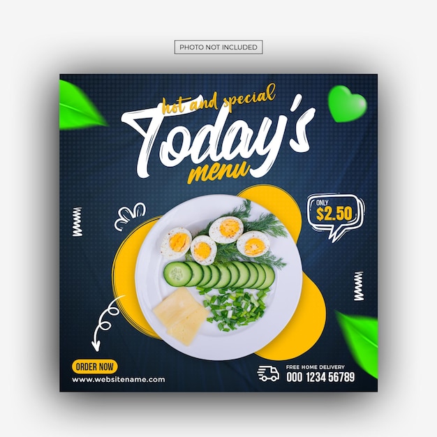 PSD healthy food and vegetable social media and instagram post banner template