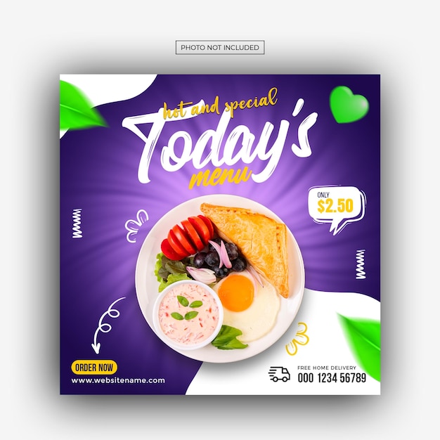 PSD healthy food and vegetable social media and instagram post banner template