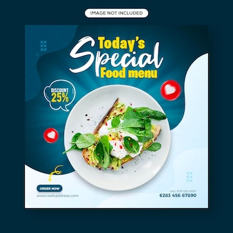 Social media di cibo e verdura sani e modello di banner post su instagram