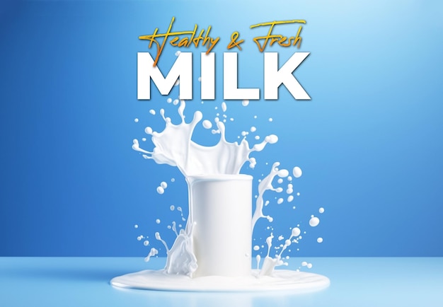 PSD healthy and fresh milk product presentation background with podium