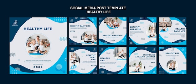 PSD healthy life concept social media post