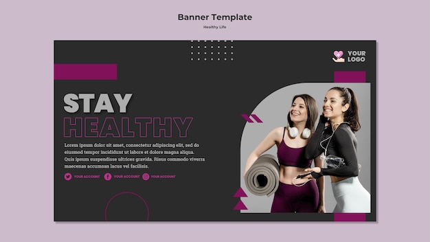 PSD design di banner di stile di vita sano