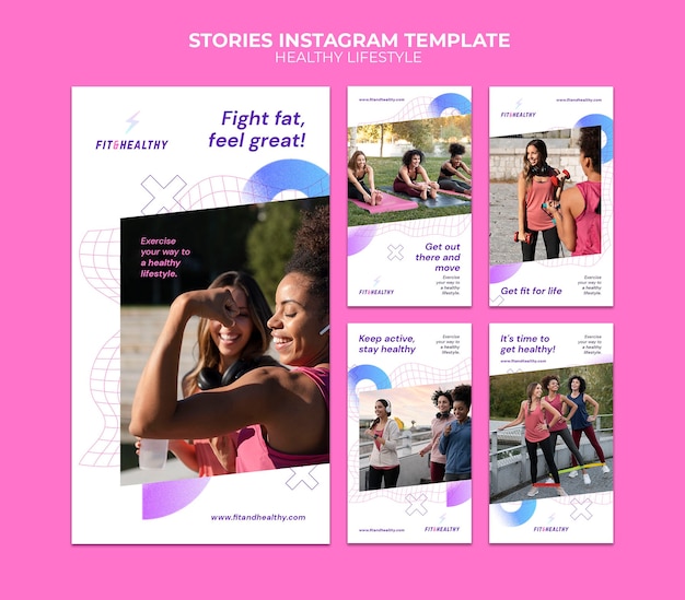 PSD healthy lifestyle instagram stories design template