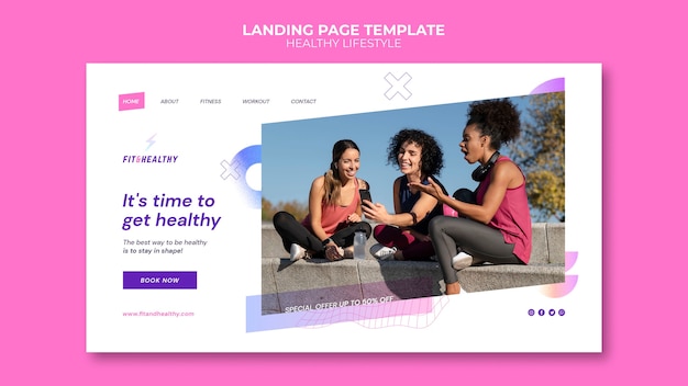 PSD healthy lifestyle landing page design template
