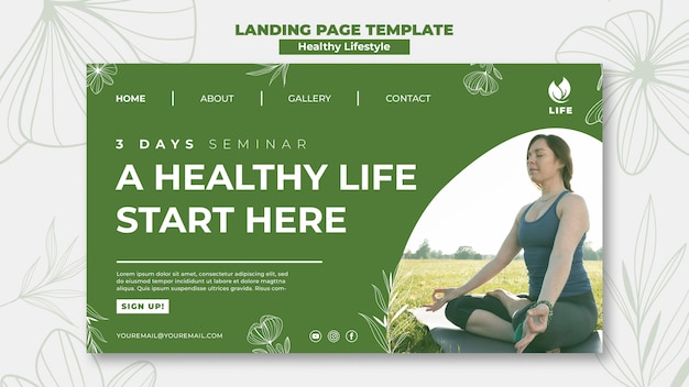 PSD healthy lifestyle landing page design template