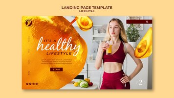 Healthy lifestyle landing page template