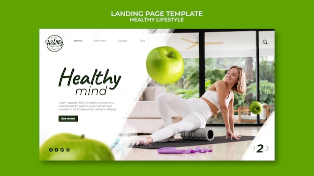 PSD healthy lifestyle landing page template