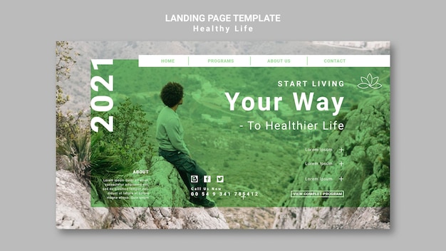 PSD healthy lifestyle landing page