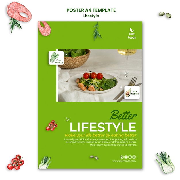 PSD healthy lifestyle poster design template