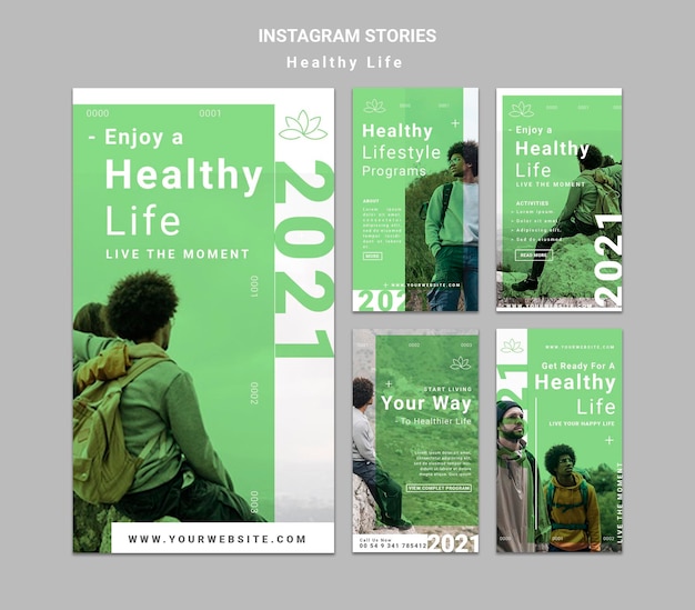 PSD healthy lifestyle social media stories