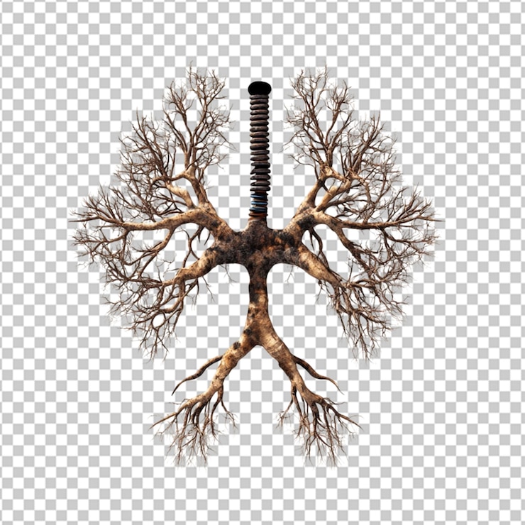 PSD healthy lung silhouette in cartoon vector style engaging