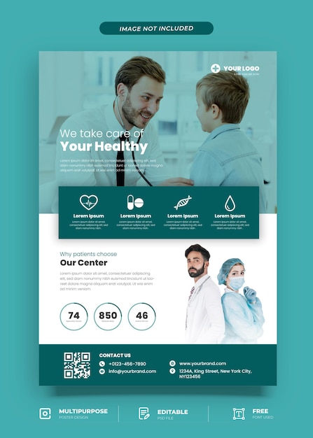 PSD healthy medical poster design template