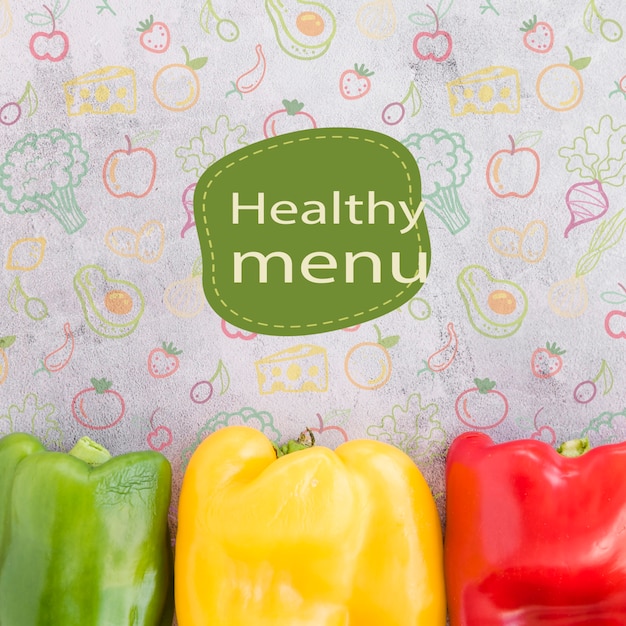 PSD healthy menu background with peppers