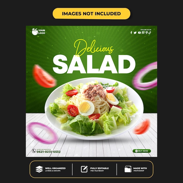 PSD healthy menu promotion social media instagram post banner template