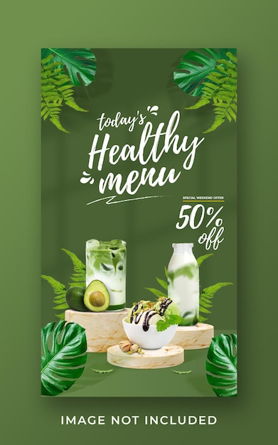 PSD healthy menu promotion social media instagram story banner template