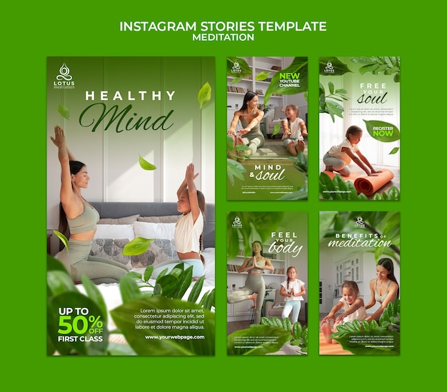 PSD healthy mind instagram stories template